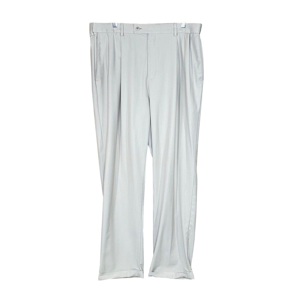 Louis Raphael Classic Fit Pleated Dress Pants SZ 36 x 34 Beige Business Casual